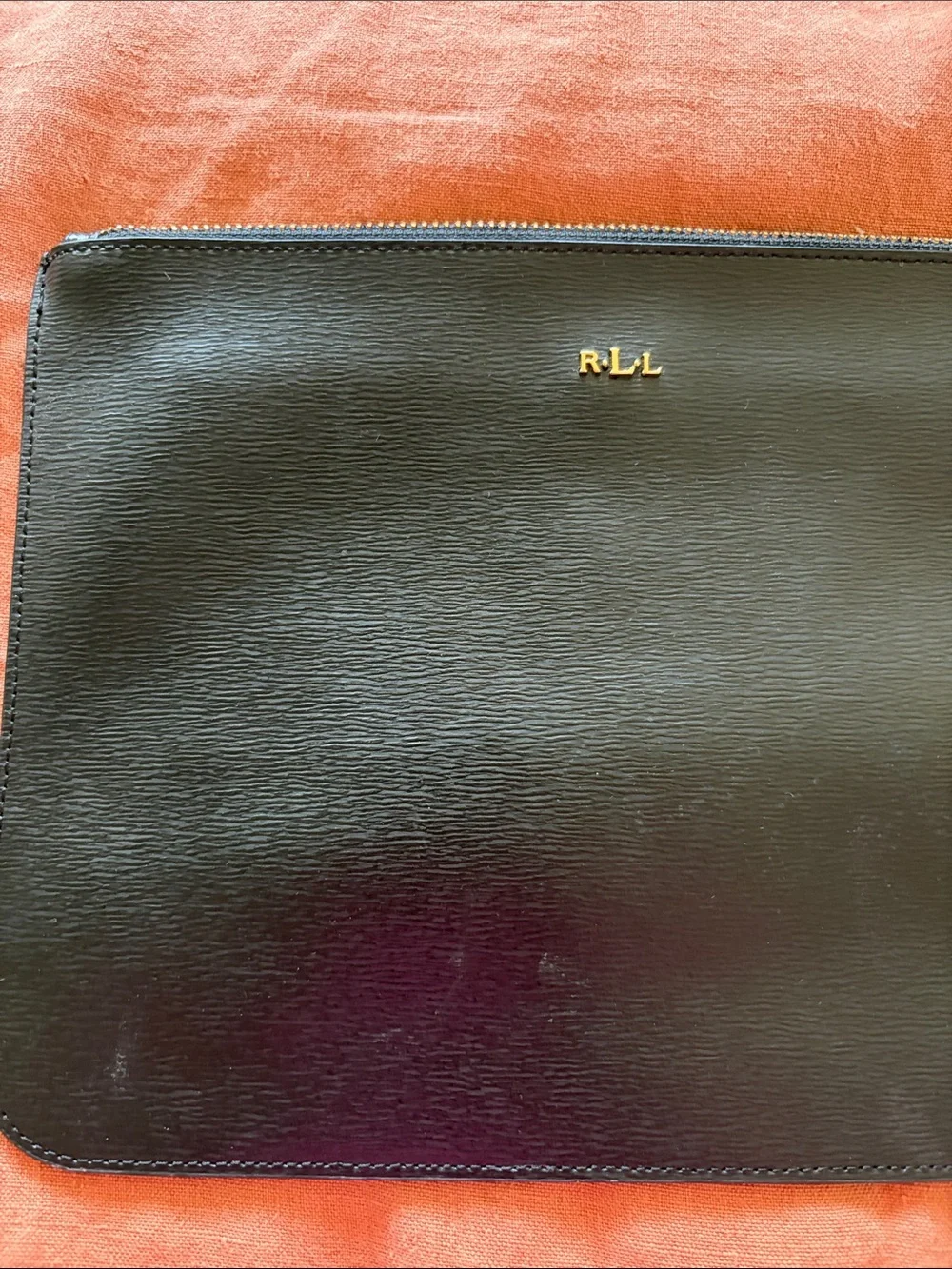 Ralph Lauren Black Leather Zip Pouch